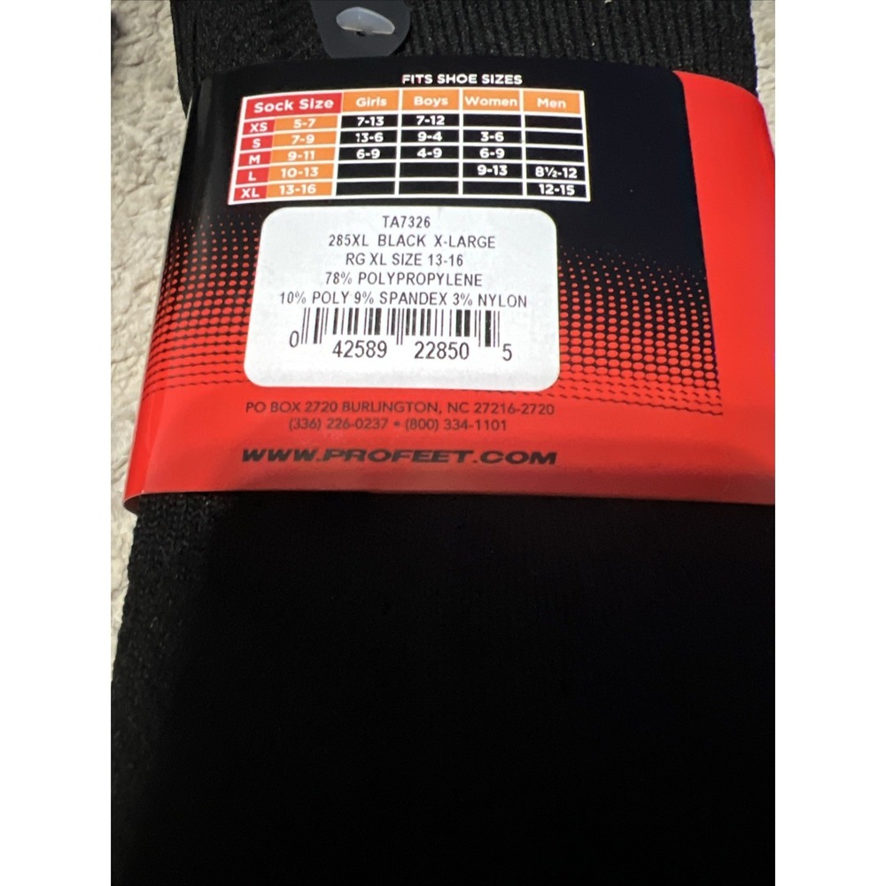 ProFeet Multi Sport Maximum Performance Over The Calf Socks Black Size 13-16 XL - Picture 4 of 5